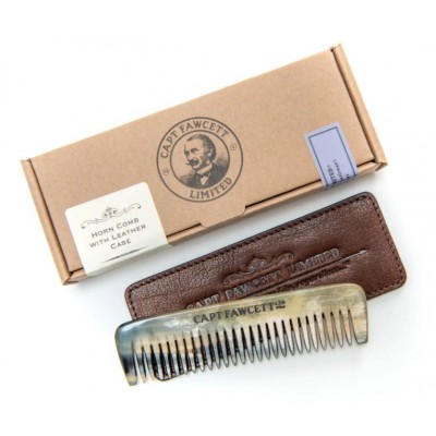 Гребінь для бороди з рогу Captain Fawcett’s Horn Beard Comb with Leather Case