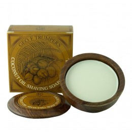 Мыло для бритья Geo F Trumper Coconut Oil Hard Shaving Soap в чаше из дерева, 80 грамм