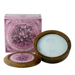 Мыло для бритья Geo F Trumper Violet Hard Shaving Soap в чаше из дерева, 80 грамм