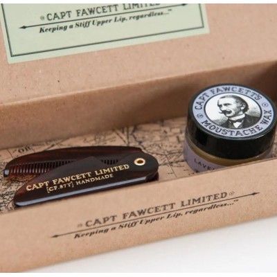 Подарочный набор для ухода за усами Captain Fawcett’s Wax Rufus Hound's Triumphant and Moustache Comb Подарочный набор для ухода за усами Captain Fawcett’s Wax Rufus Hound's Triumphant and Moustache Comb
